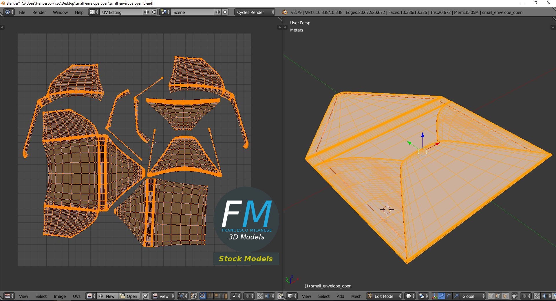 Small envelope open 3D model_10