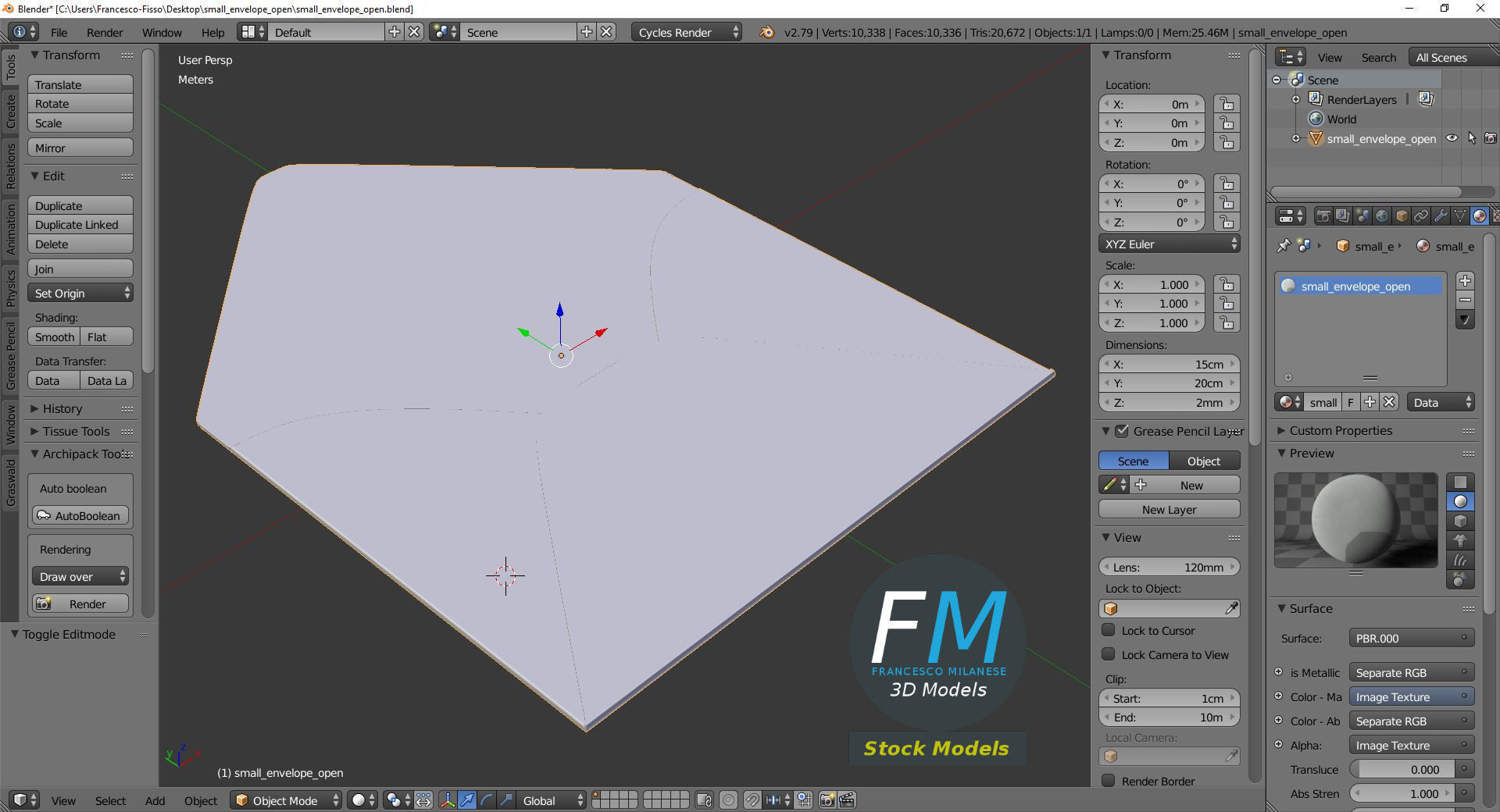 Small envelope open 3D model_9