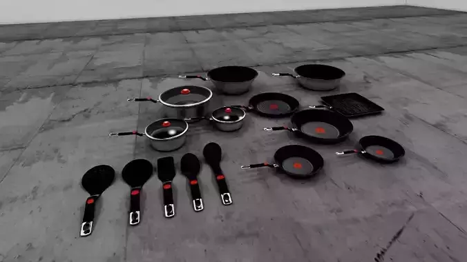 Juego de cocina Low-poly 3D model