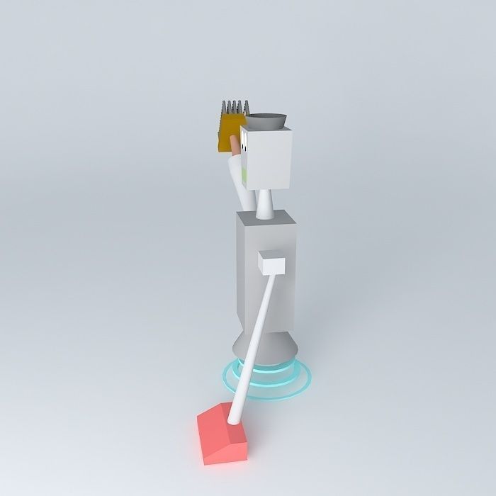 CleanBot robot holding broom Free 3D model_2