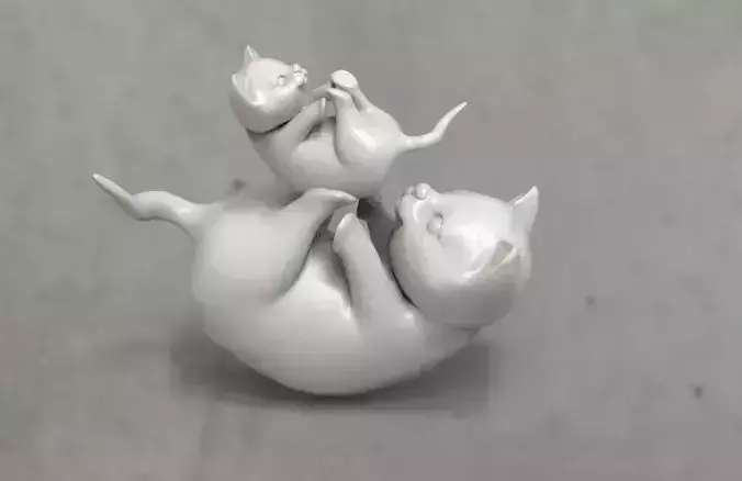 cats Low-poly figurine of cat