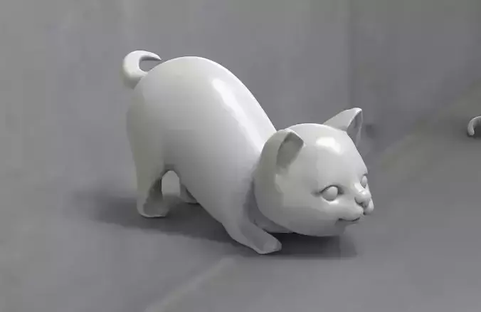 cats Low-poly two cat figurines