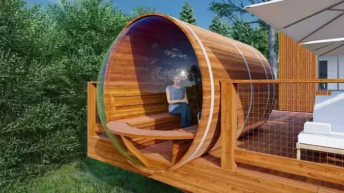 Bubble Barrel Sauna 3D model