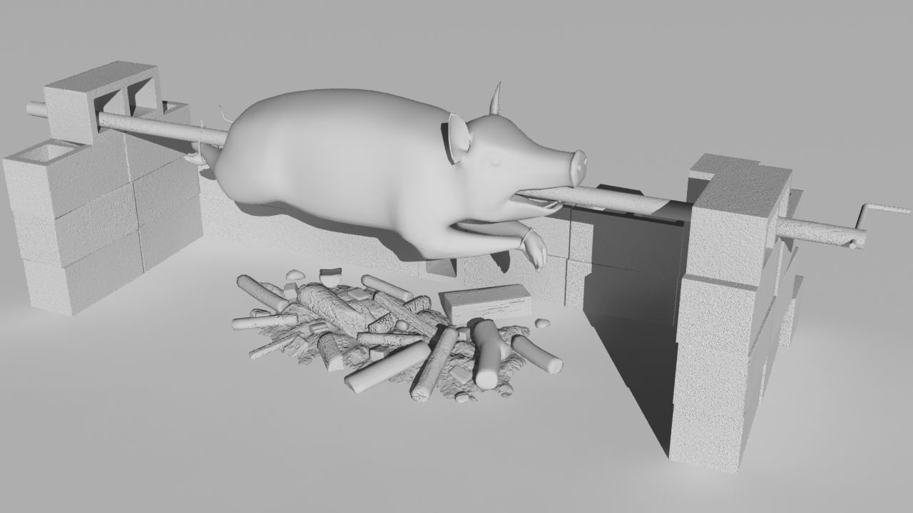 spit roast Low-poly 3D model_9