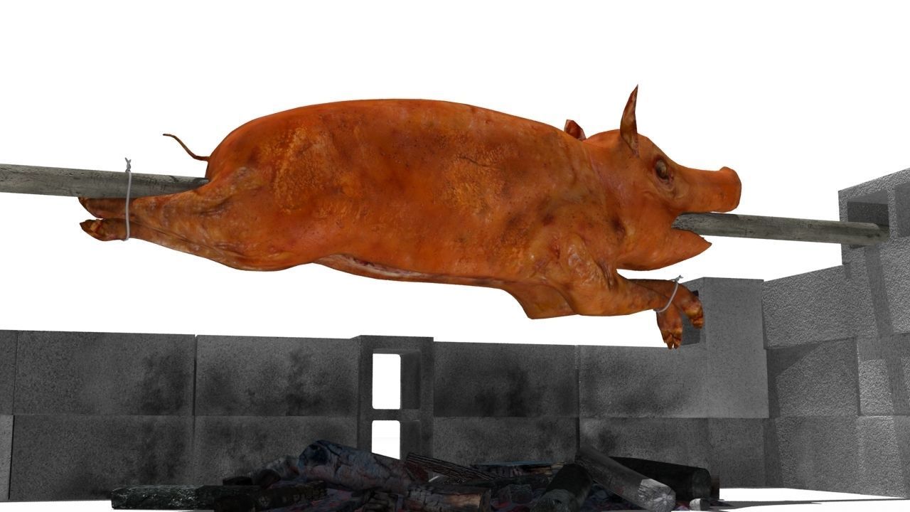 spit roast Low-poly 3D model_3