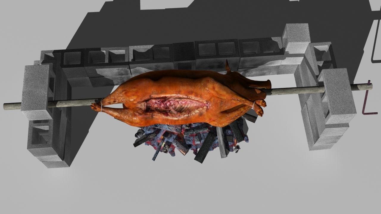 spit roast Low-poly 3D model_6