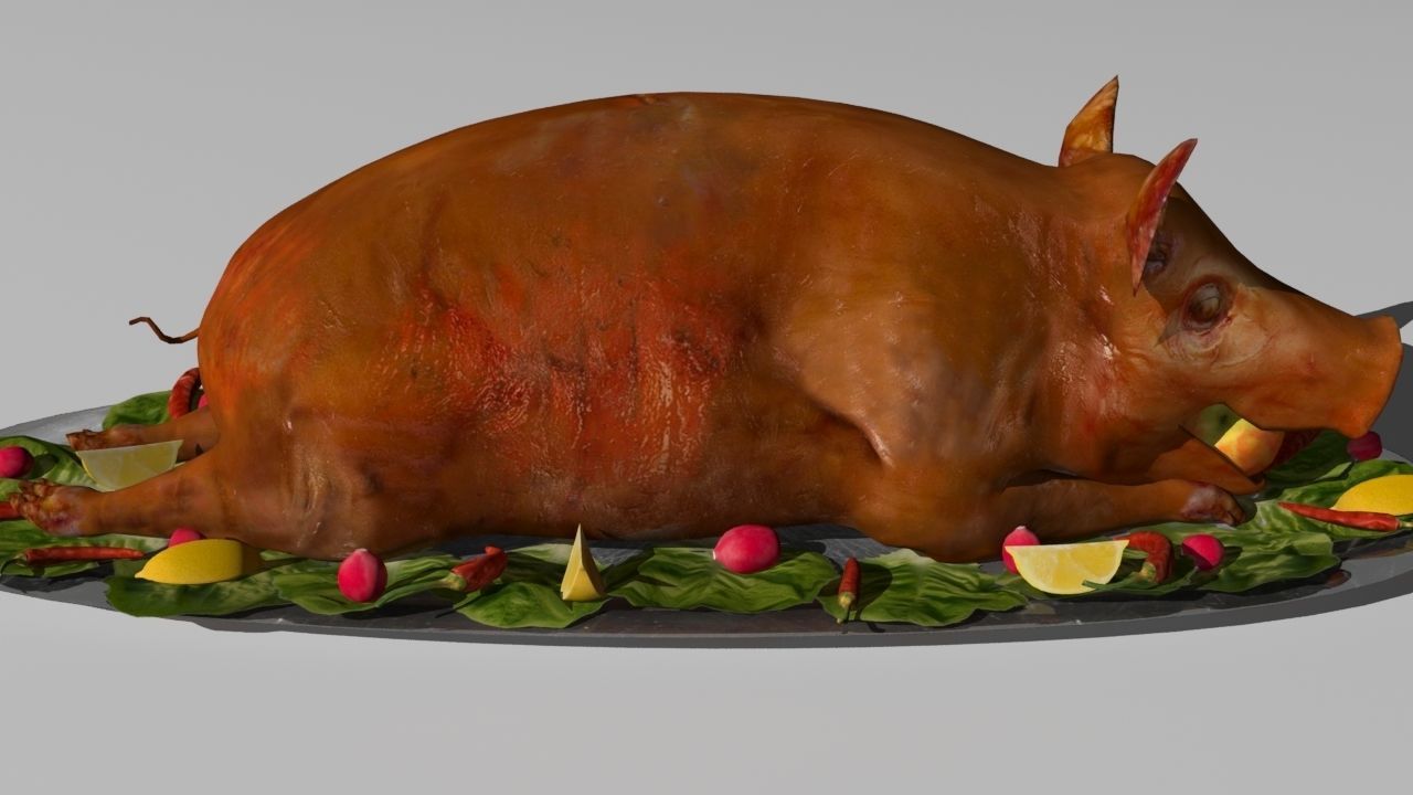 pig roast  Low-poly 3D model_3
