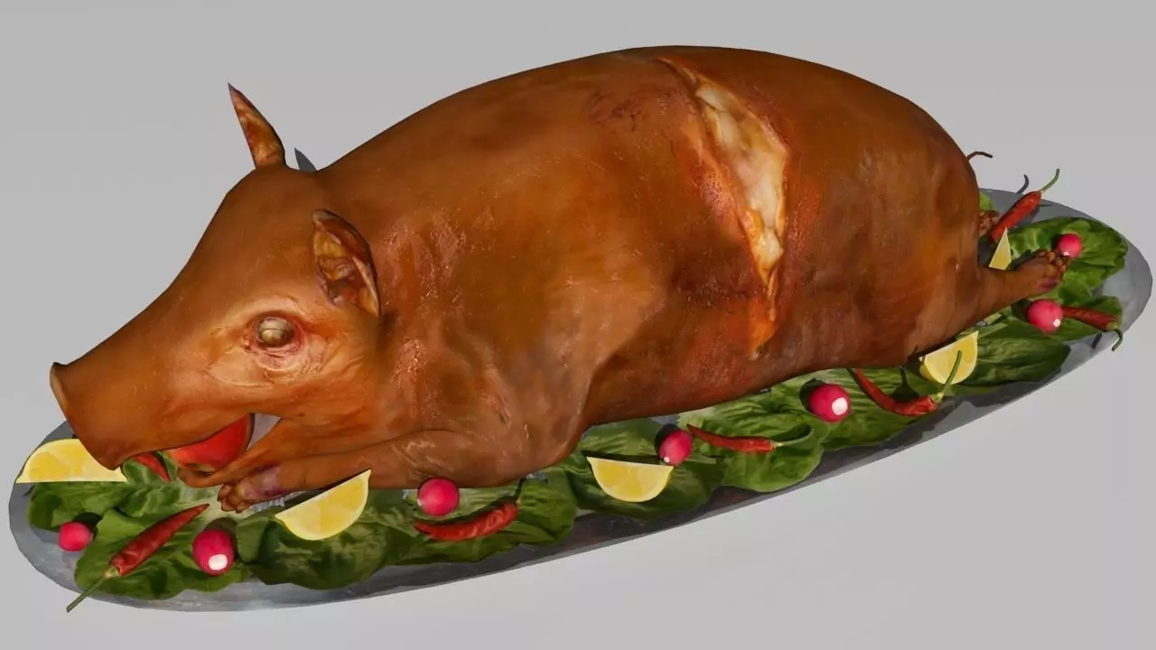 pig roast  Low-poly 3D model_0