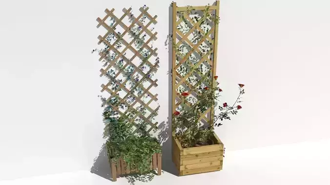 two trellis Low-poly 3D model