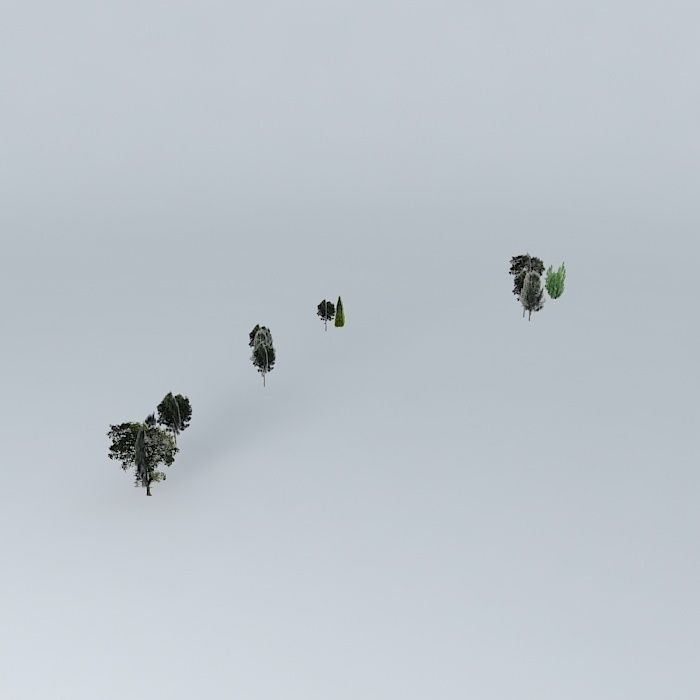 Green group of trees Free 3D model_2