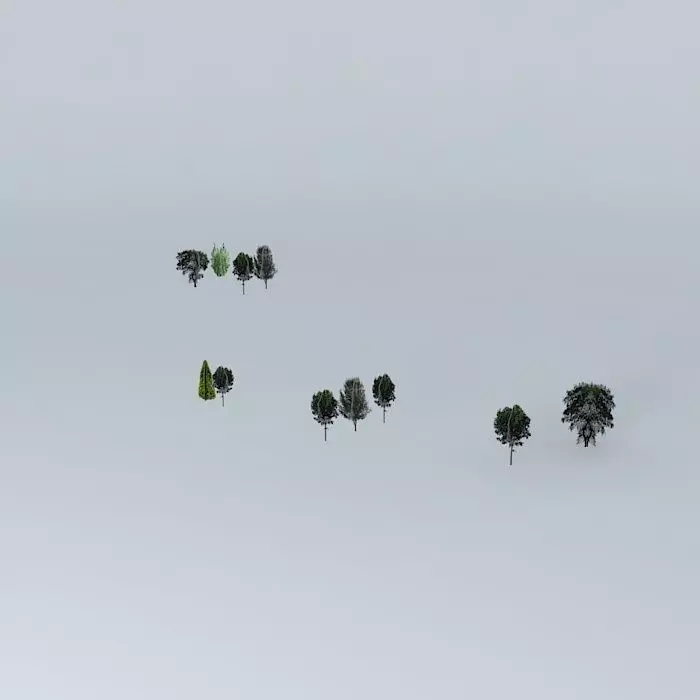 Green group of trees Free 3D model_0