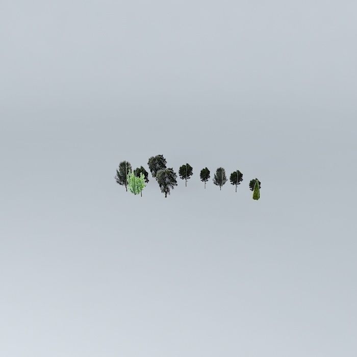 Green group of trees Free 3D model_1