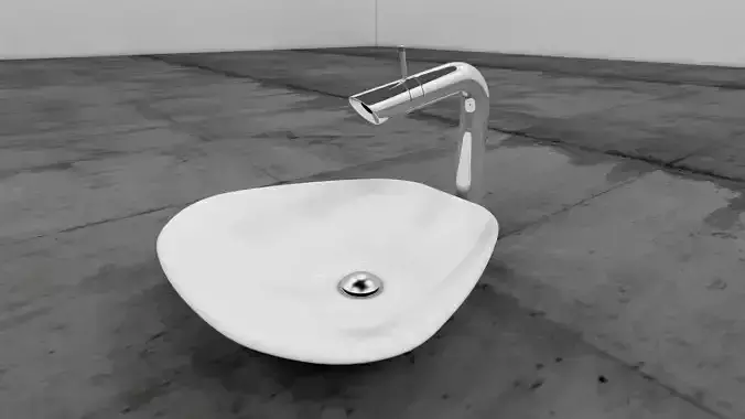 Lavabo porcelana blanco Low-poly 3D model