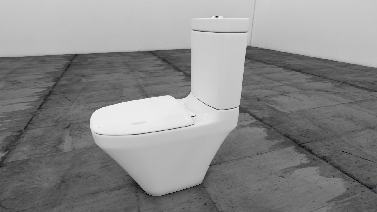 Wc porcelana blanco Low-poly 3D model_3