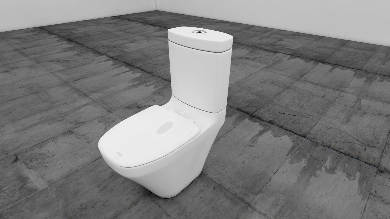 Wc porcelana blanco Low-poly 3D model_1