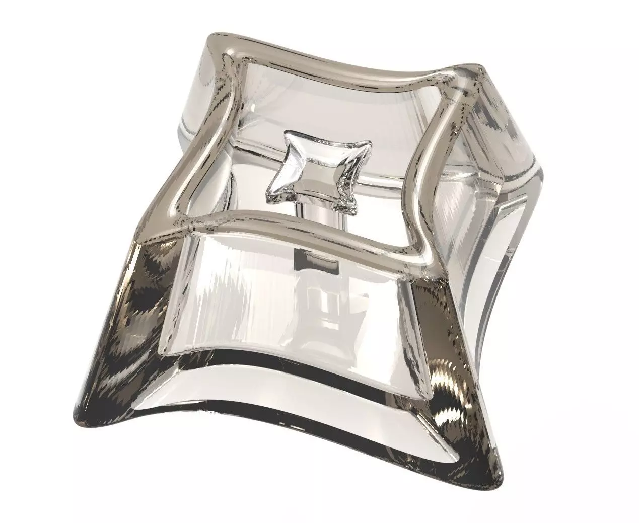 Ashtray clear glass box with square shape 3D model