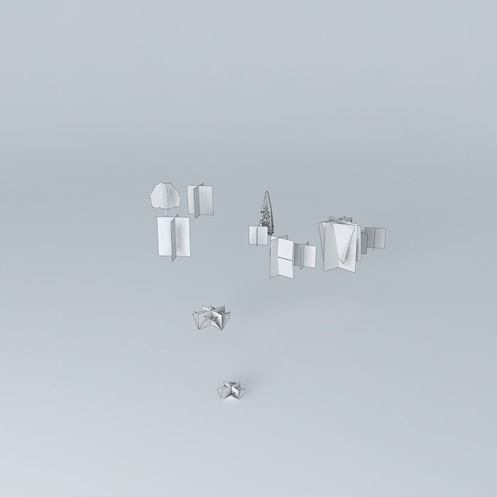 Green group of trees on cloudy day Free 3D model_3