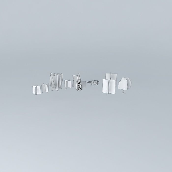 Green group of trees on cloudy day Free 3D model_4