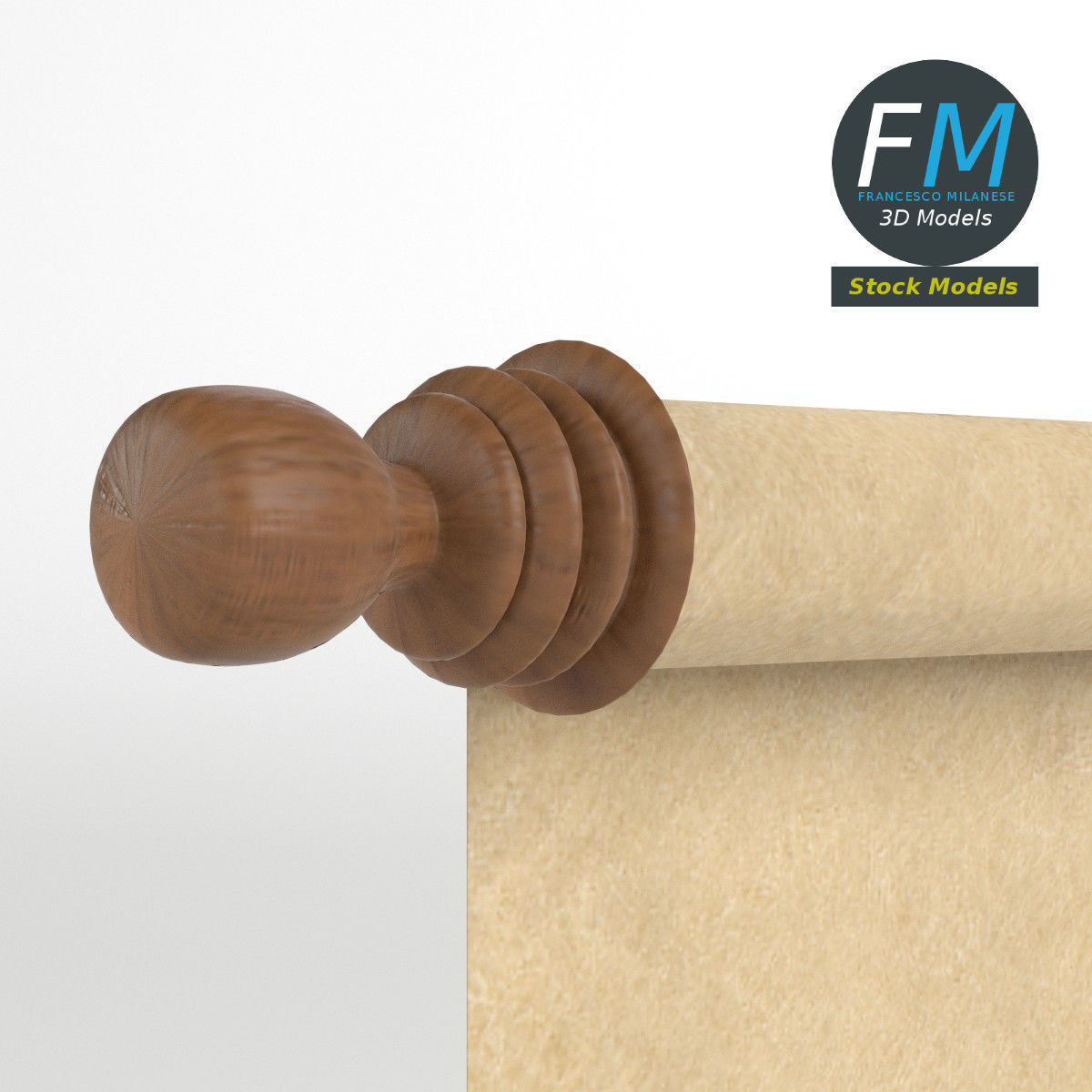 Parchment or paper scroll 3D model_3