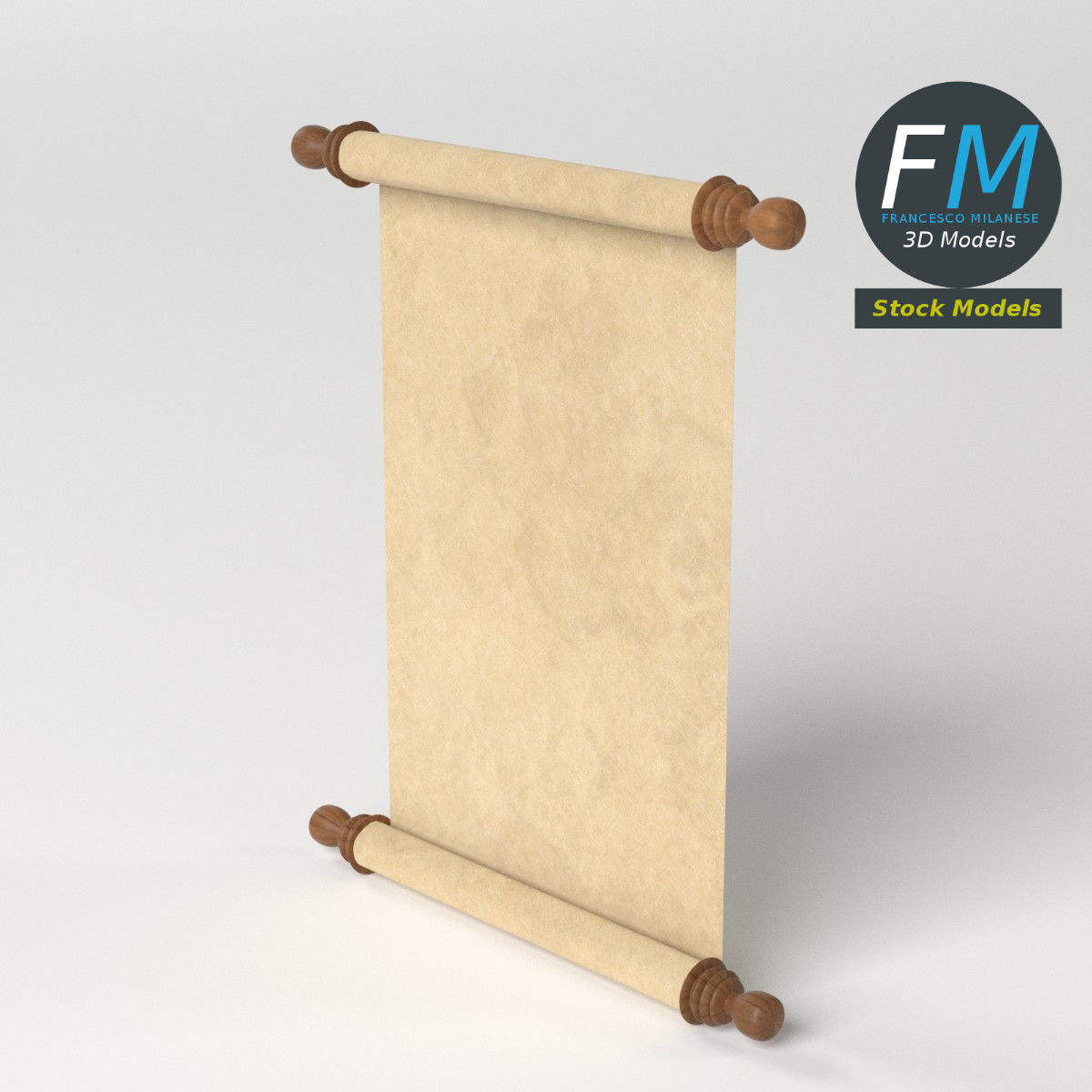 Parchment or paper scroll 3D model_5
