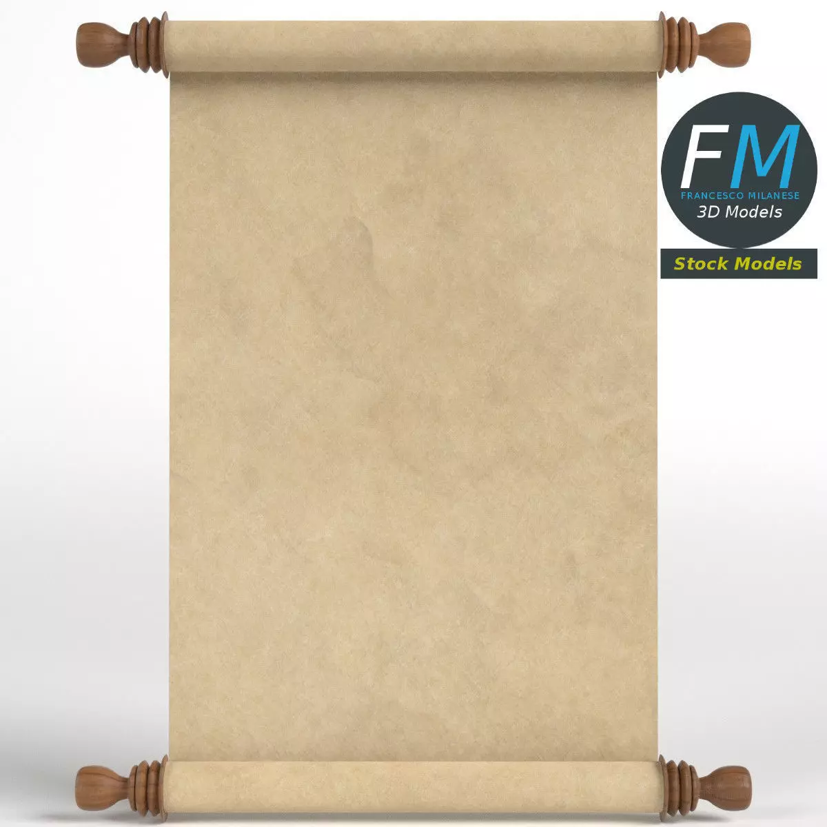 Parchment or paper scroll 3D model_0