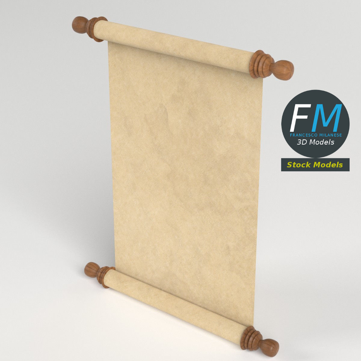 Parchment or paper scroll 3D model_2