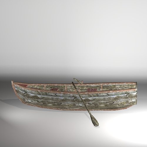 Lowpoly rowboat old wooden boat Low-poly 3D model
