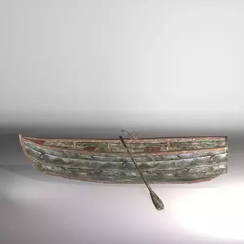 Lowpoly rowboat old wooden boat