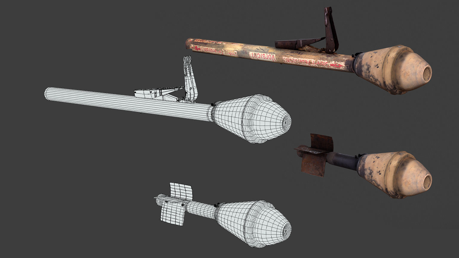 German Panzerfaust WWII Panzer Low-poly 3D model_2