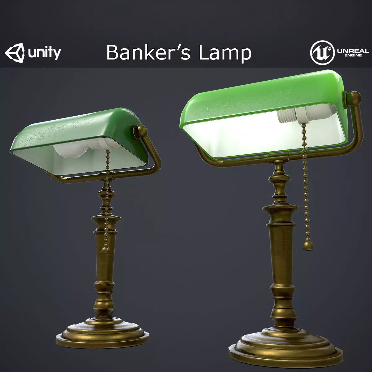Bank Lamp Low-poly 3D model_0