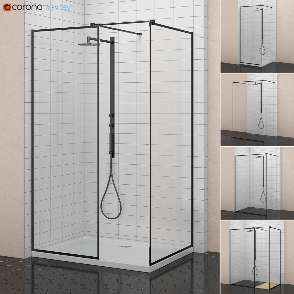 Cabin showers Radaway Modo New Black Frame 3D model_1