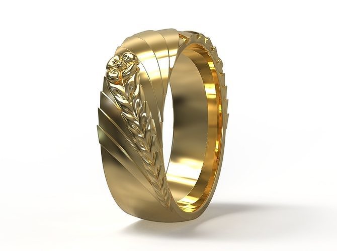 Ring with flower 3D print model