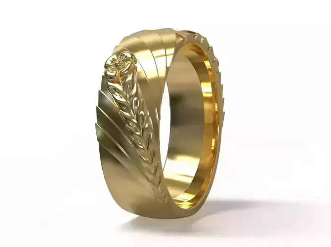 Ring with flower 3D print model