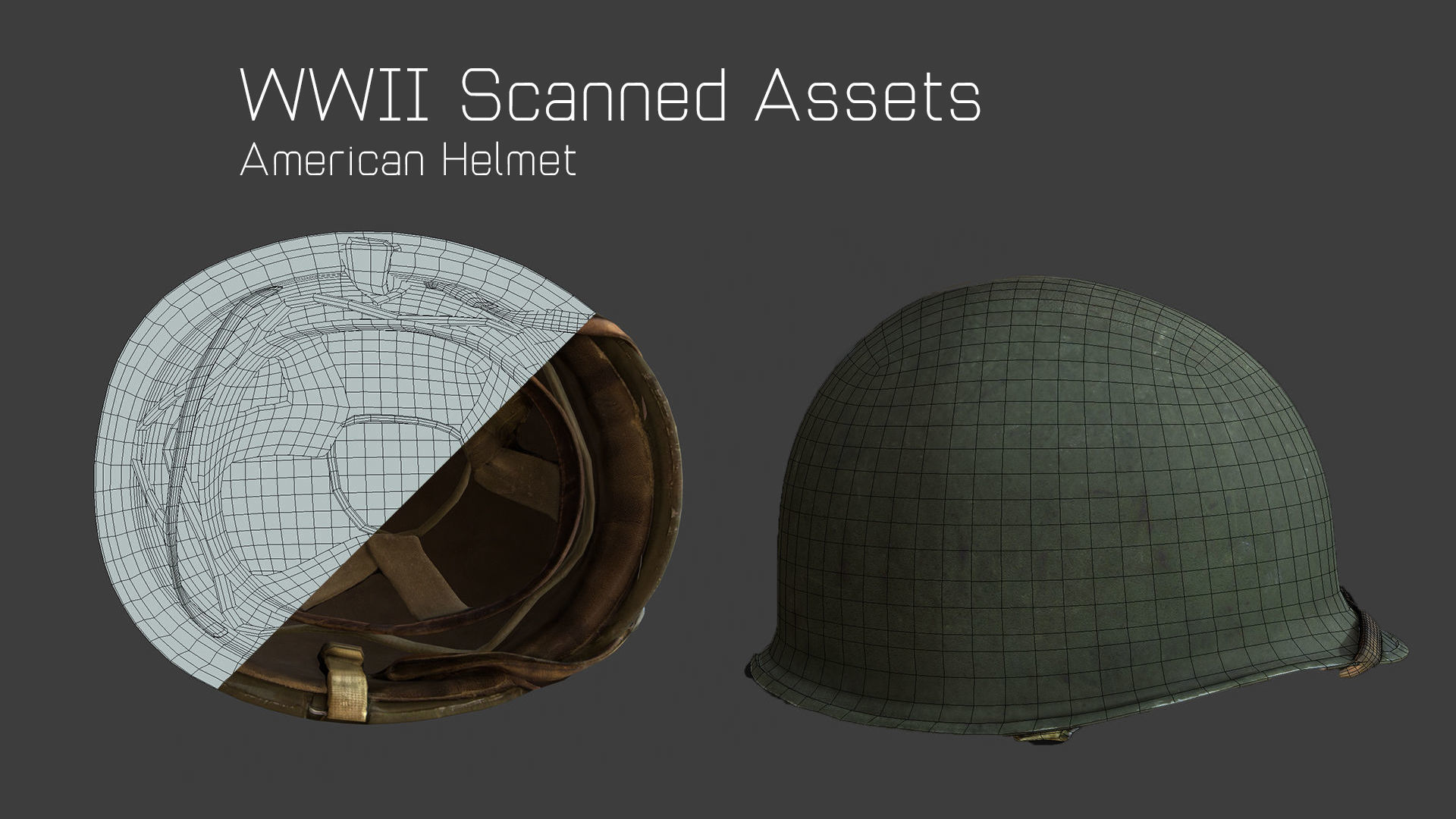 US Helmet - WW2 Scanned Asset Pack Low-poly 3D model_4