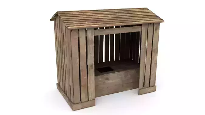 Outhouse wooden Low-poly 3D model
