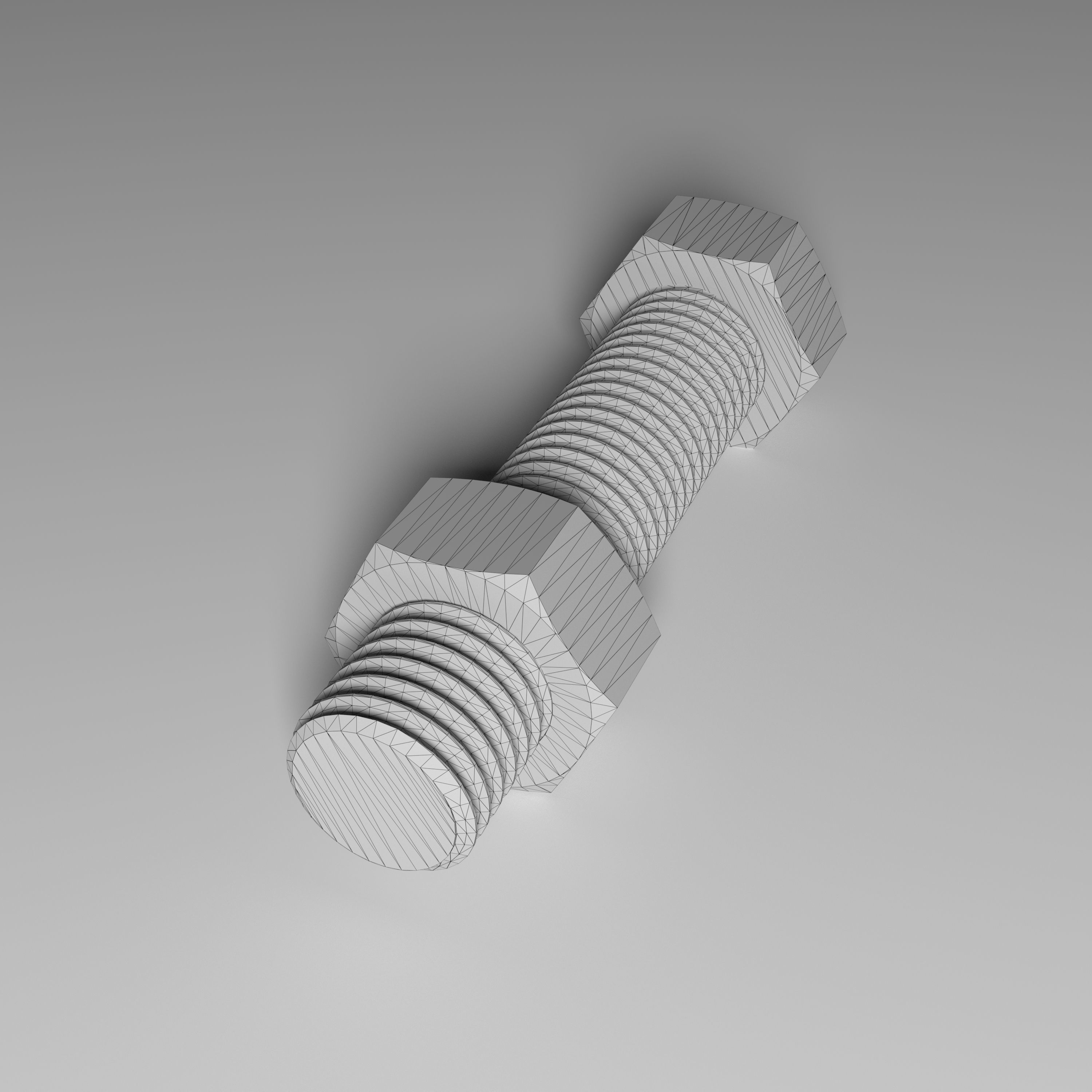 Bolt and Nut Low-poly 3D model_4