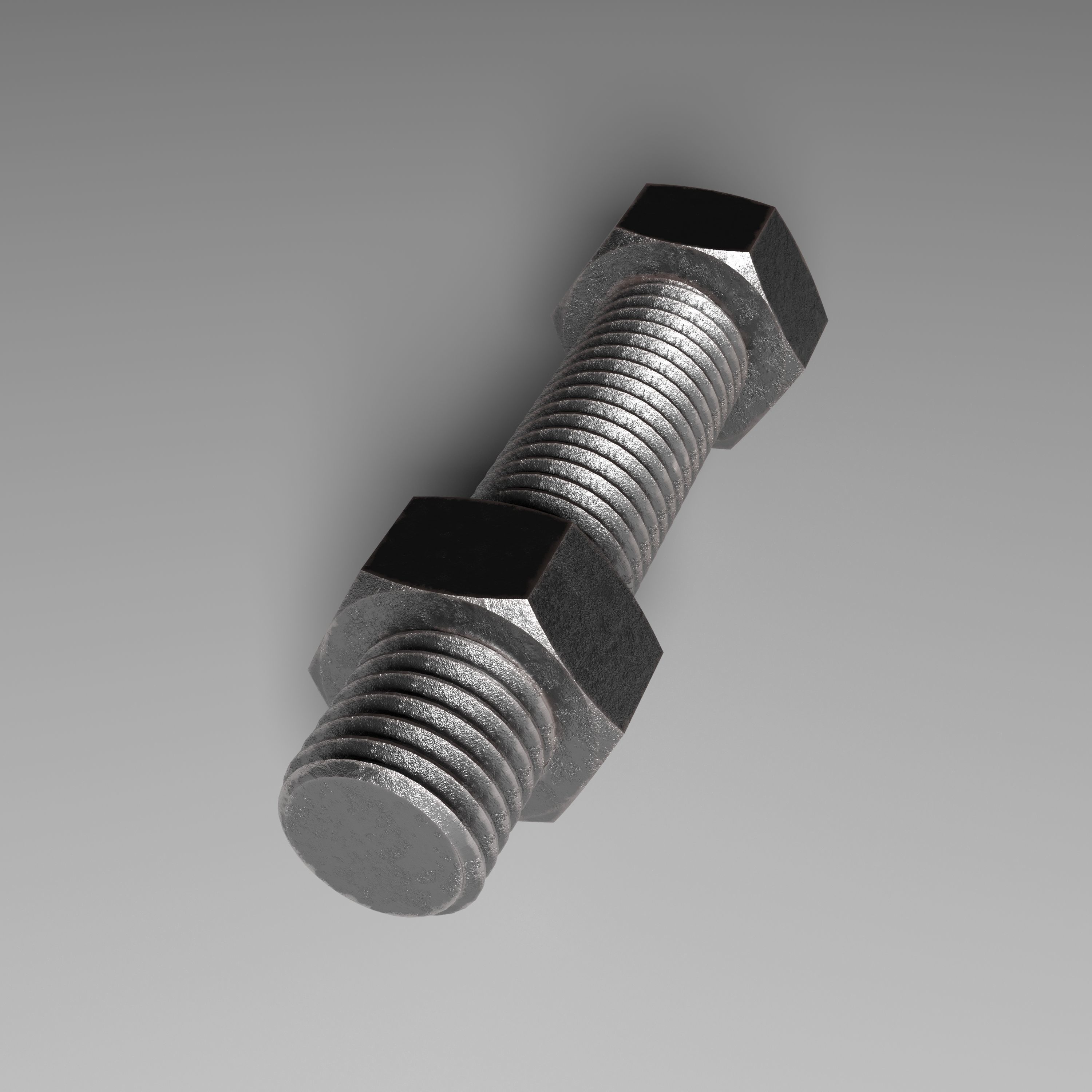 Bolt and Nut Low-poly 3D model_1