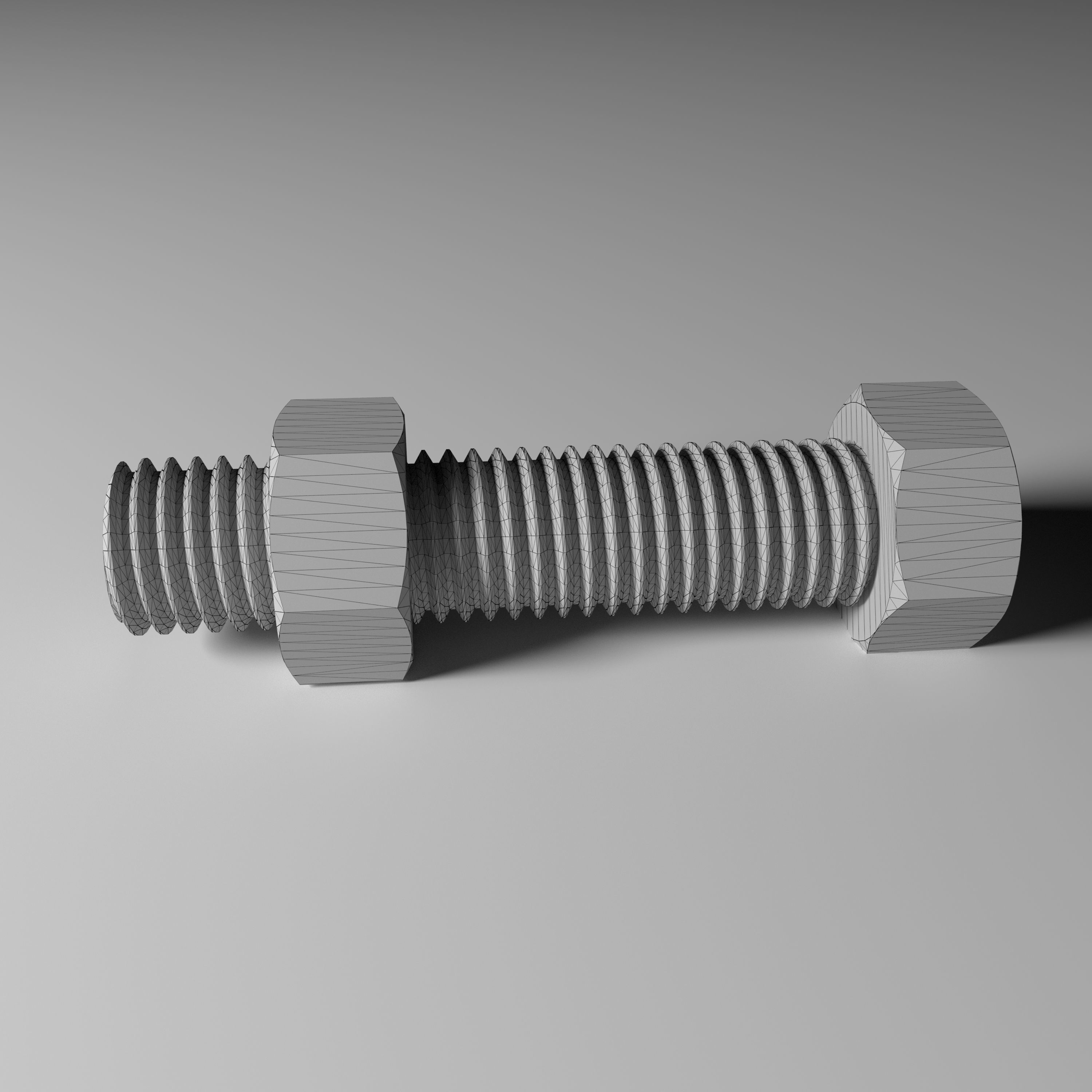 Bolt and Nut Low-poly 3D model_5