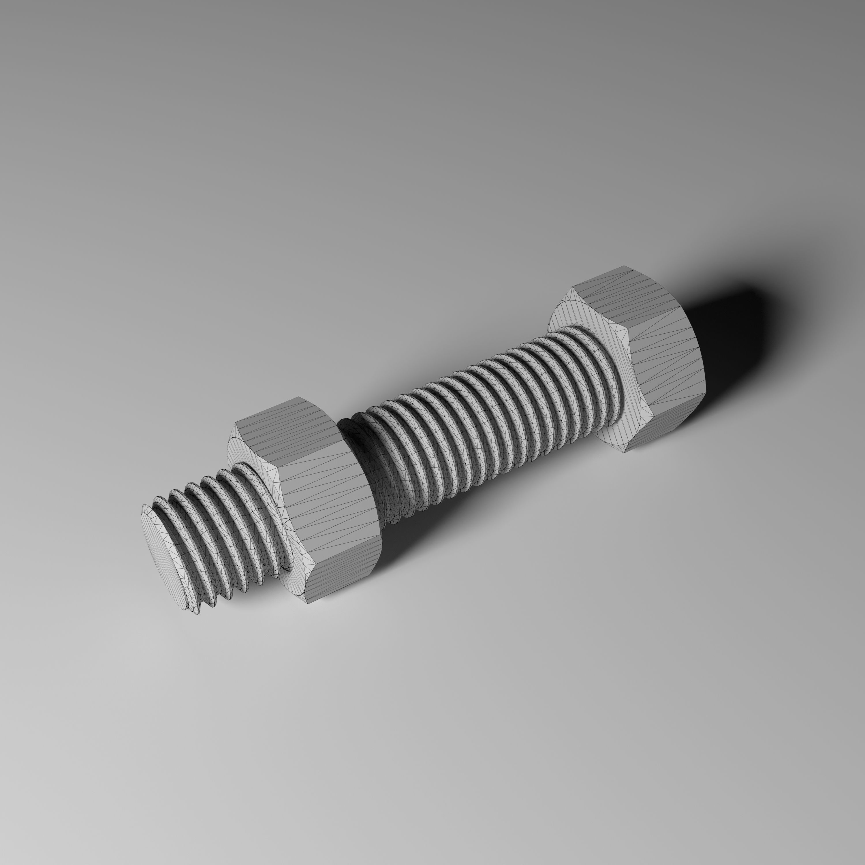Bolt and Nut Low-poly 3D model_3