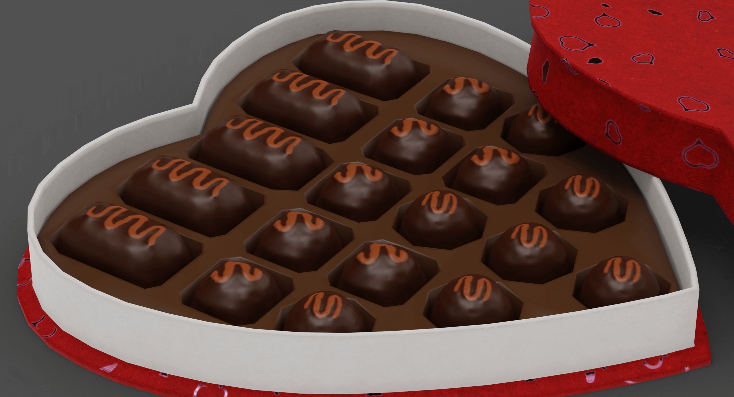 Valentines Candy Box Low-poly 3D model_4