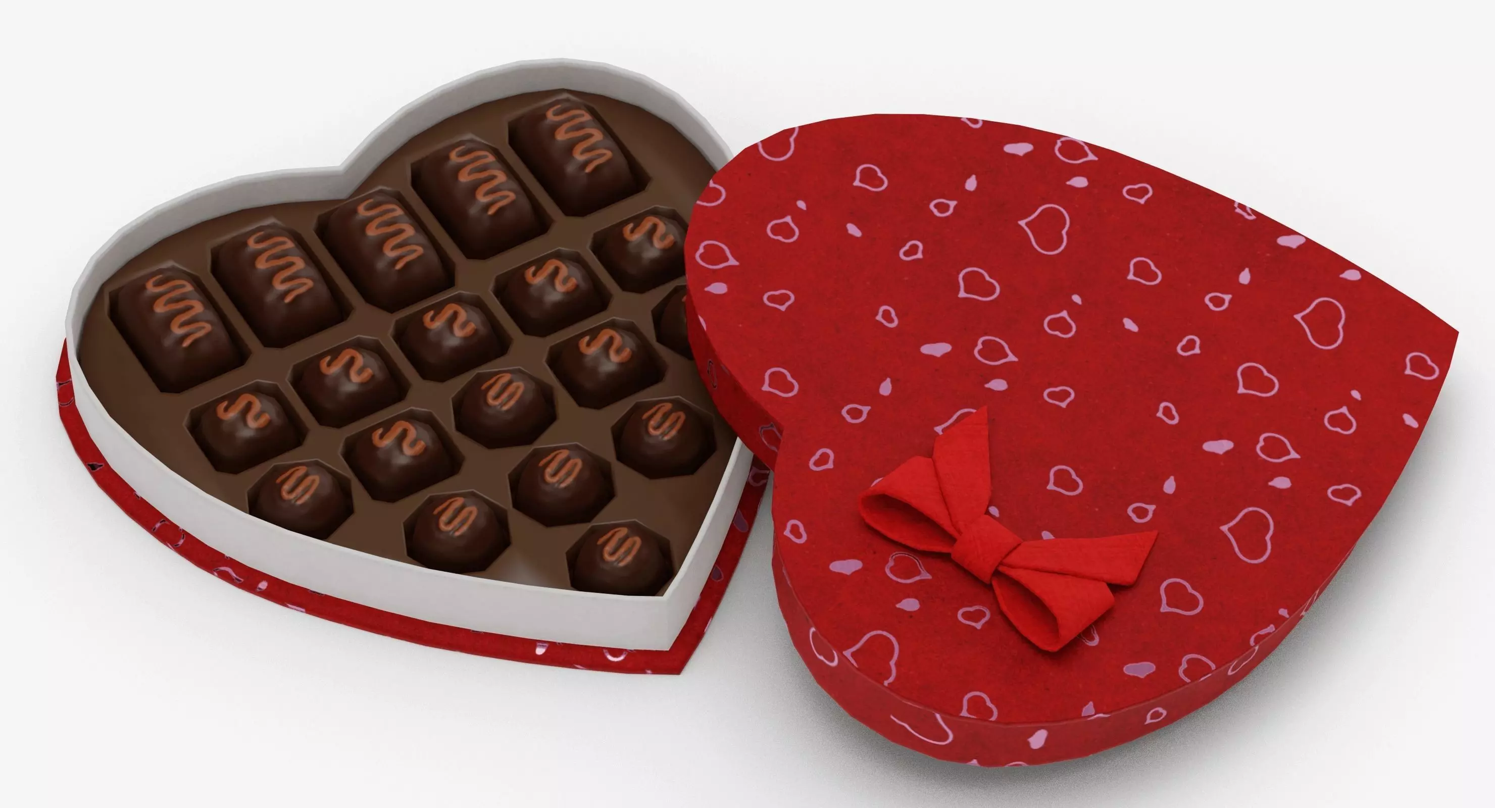 Valentines Candy Box Low-poly 3D model_0