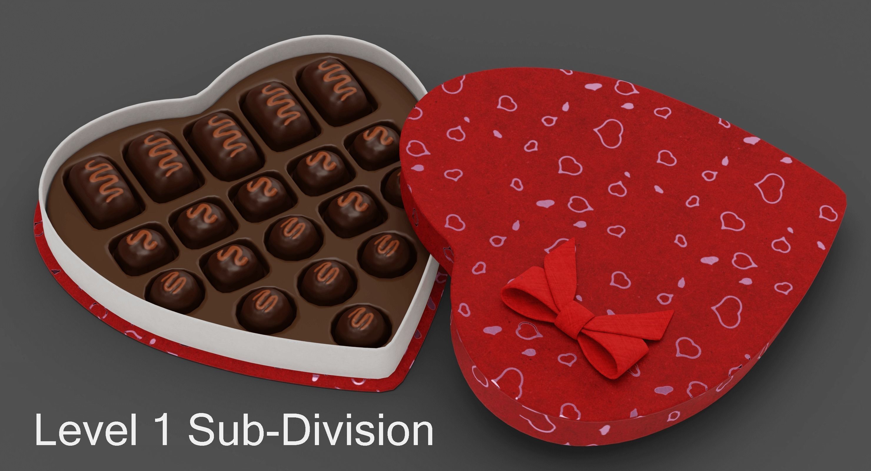 Valentines Candy Box Low-poly 3D model_1