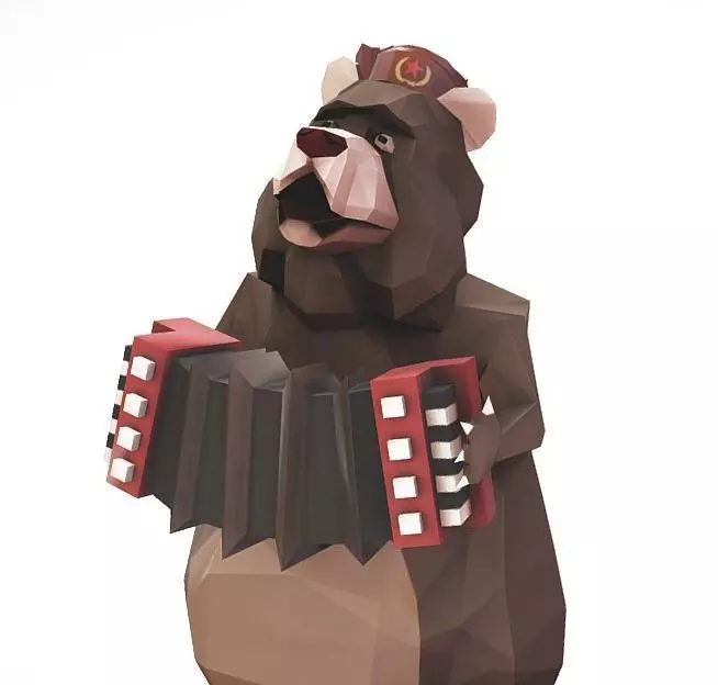 Soviet Circus Bear Low-poly 3D model