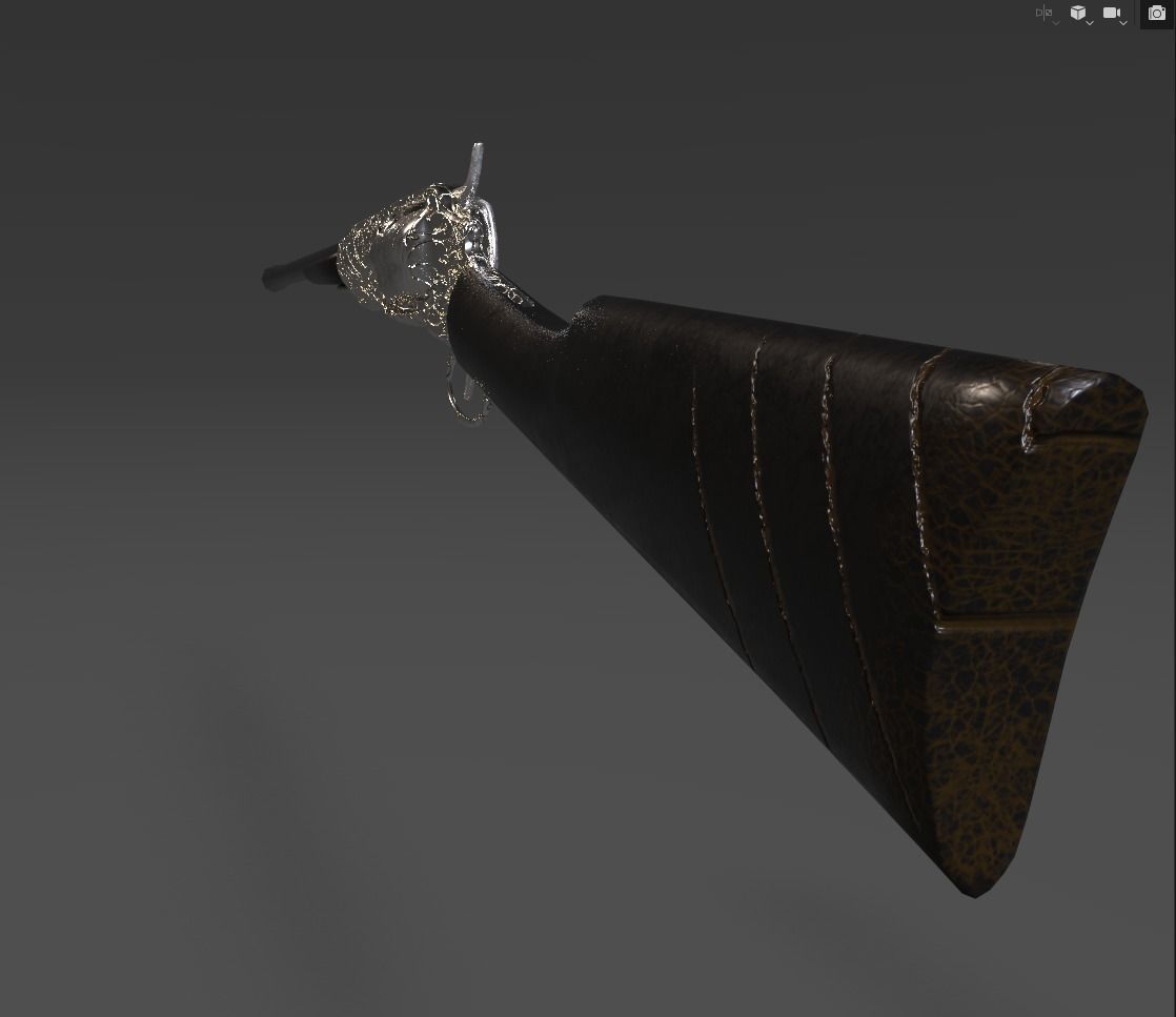 1855 Colt Revolver Shotgun Low-poly 3D model_5