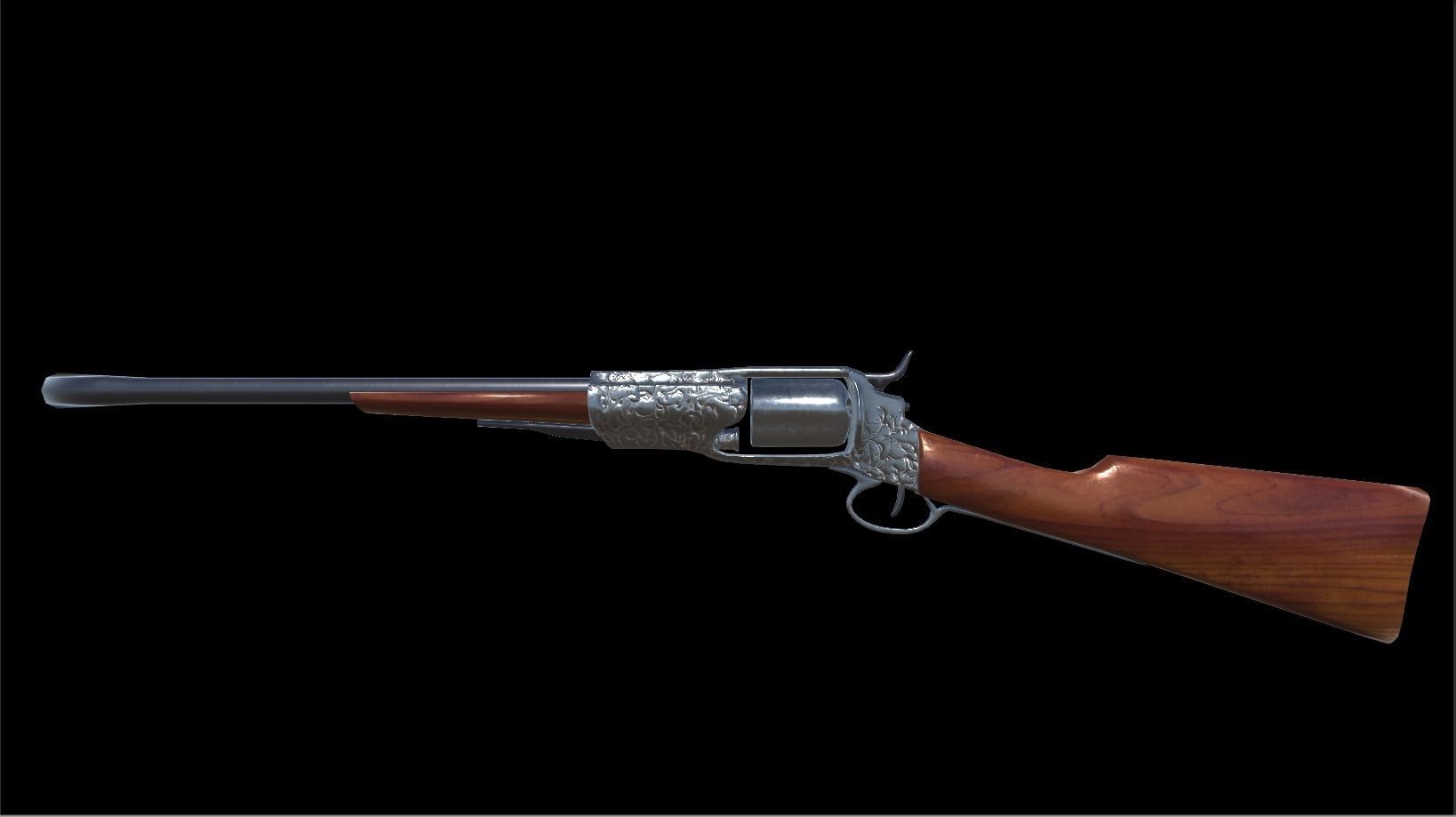 1855 Colt Revolver Shotgun Low-poly 3D model_8