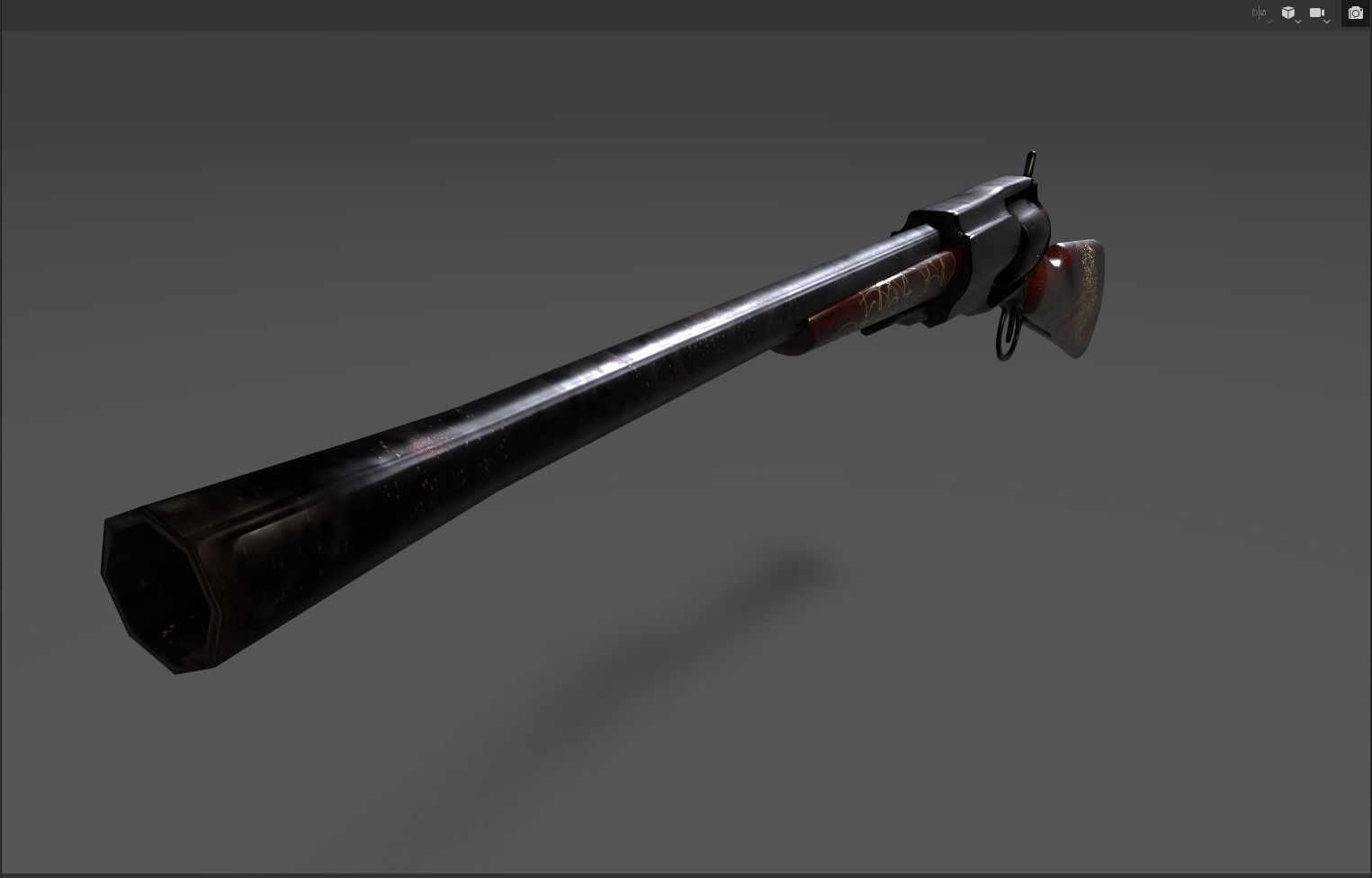 1855 Colt Revolver Shotgun Low-poly 3D model_2