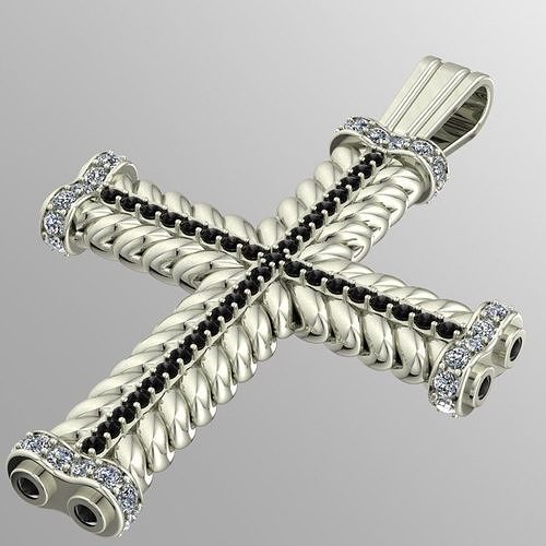 VINTAGE CROSS WITH BLACK AND WHITE DIAMONDS  3D print model
