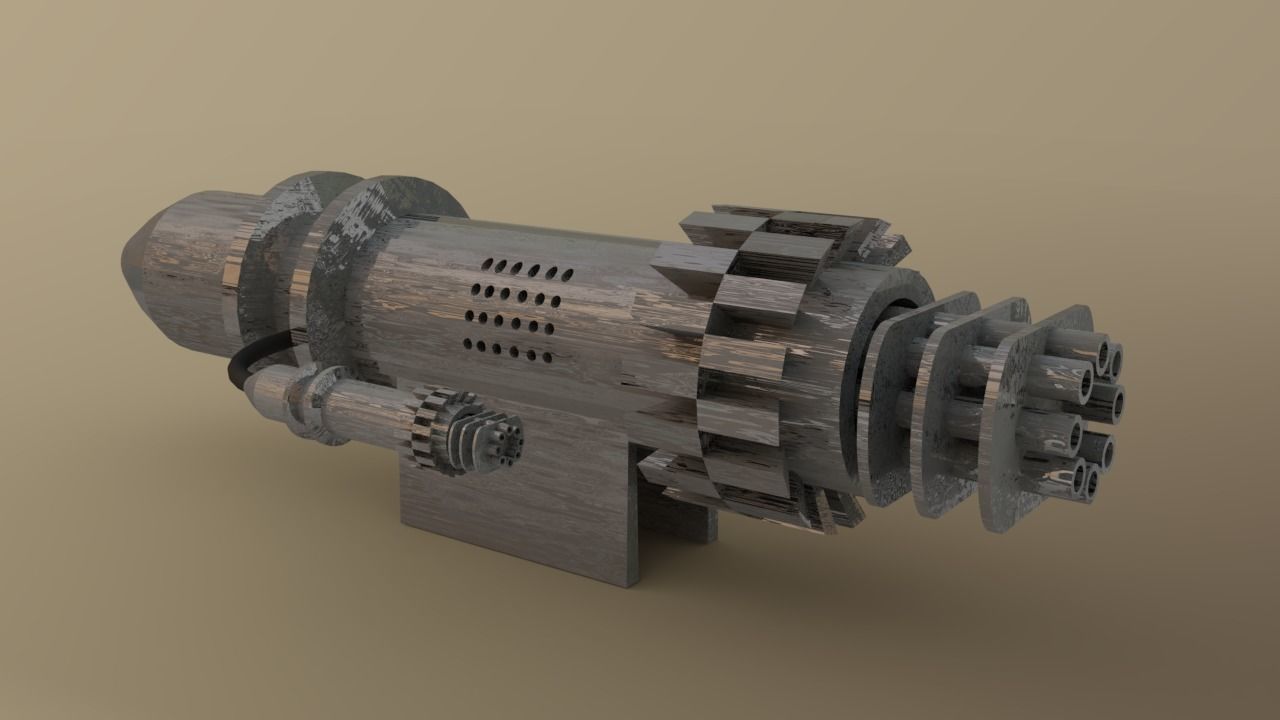 Blender 3d Moduled 3d Gun for Game Using 3D model_1