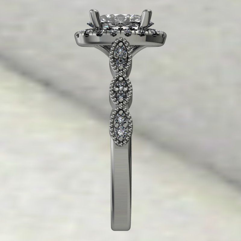 Oval halo engagement ring with marquise shape elements on shank 3D print model_3