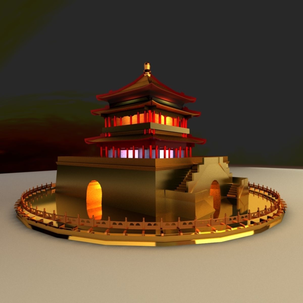 Chinese house 3D model_3